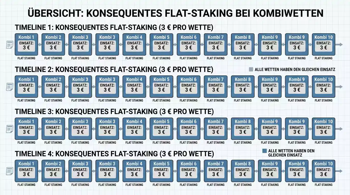 Flat-Staking-Modell für Floorball-Kombiwetten – konstanter Einsatz bei jeder Kombi unabhängig von Quote und Sicherheit