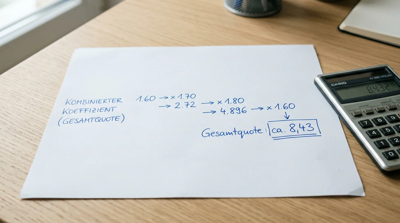 Mathematische Darstellung der Gesamtquotenberechnung bei Bwin Floorball Kombischeinen mit mehreren Auswahlen