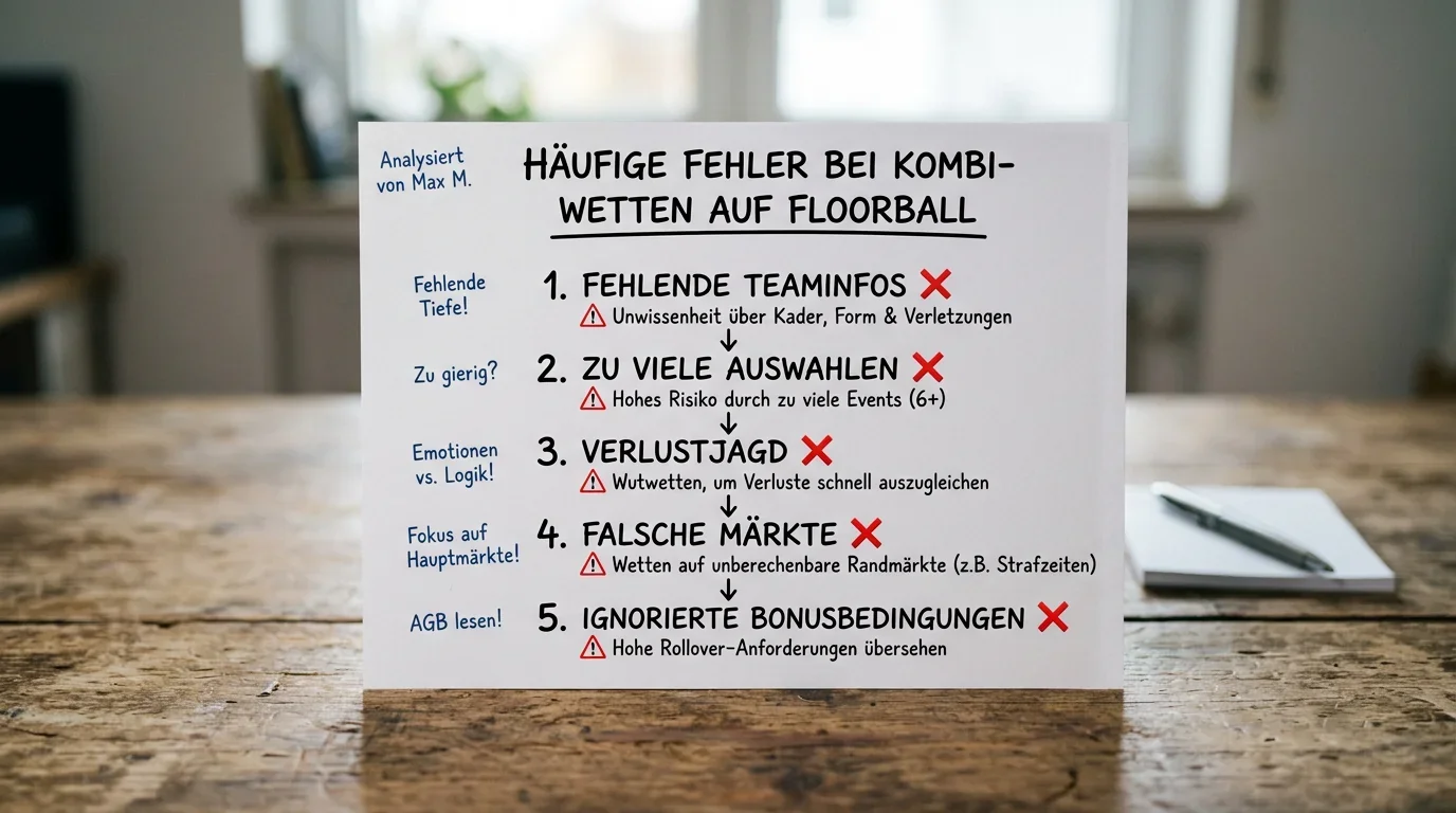Übersicht der fünf häufigsten Fehler bei Floorball Kombiwetten – strukturierte Analyse für deutsche Tipper