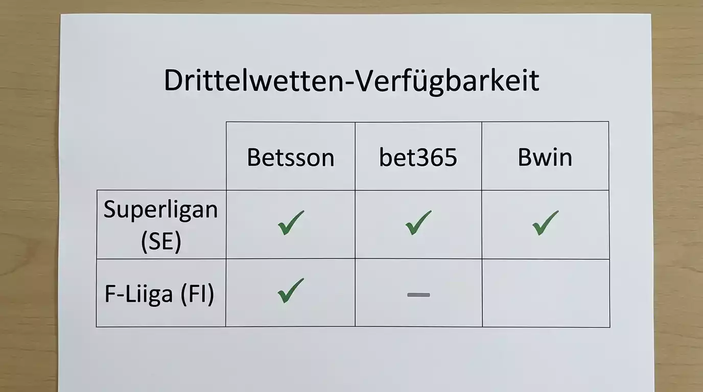 Verfügbarkeit von Floorball Drittelwetten bei GGL-lizenzierten Buchmachern für Superligan und F-Liiga