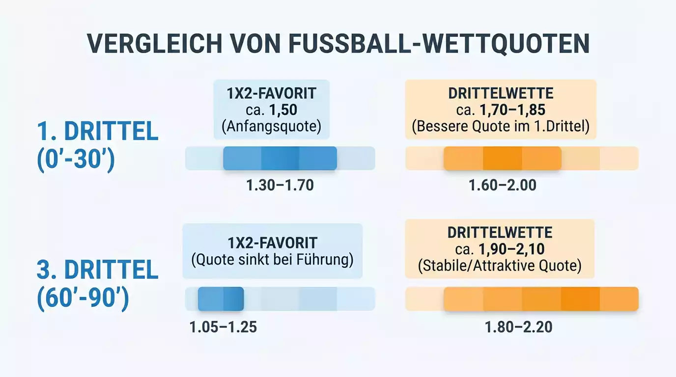 Quotenbeispiel für Floorball Drittelwetten bei Superligan-Spielen mit Vergleich Erstes und Drittes Drittel