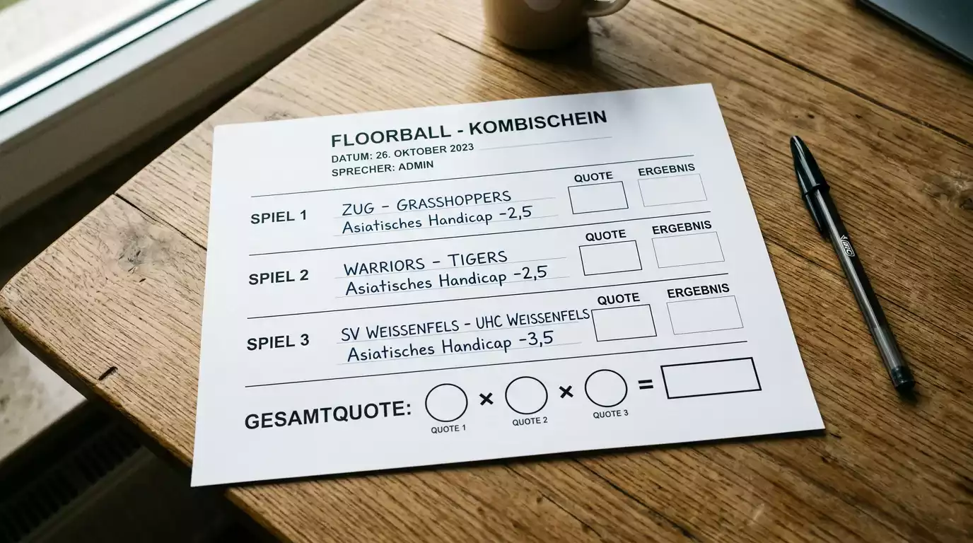 Beispielrechnung für einen Floorball Handicap Kombischein mit drei Asian Handicap Auswahlen