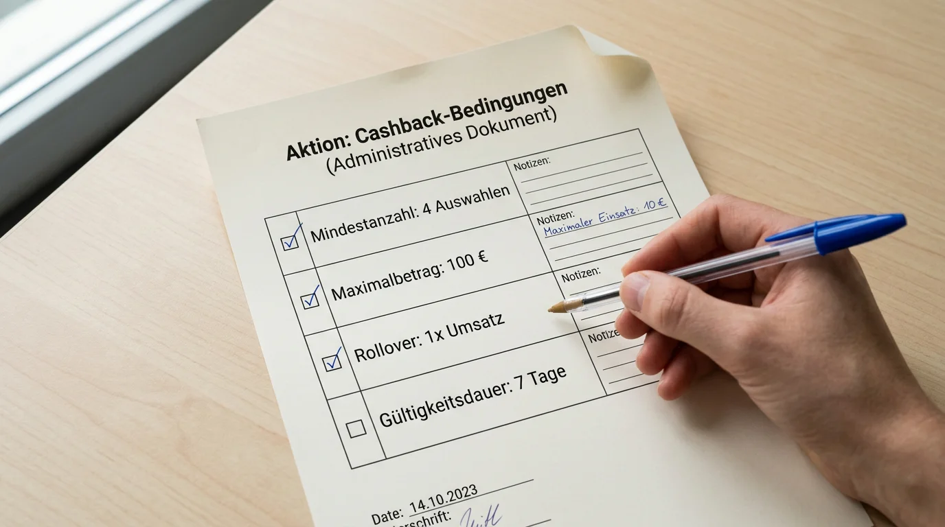 Übersicht der Cashback Bonusbedingungen für Floorball Kombiwetten – Rollover, Mindestauswahlen und Ausschlüsse