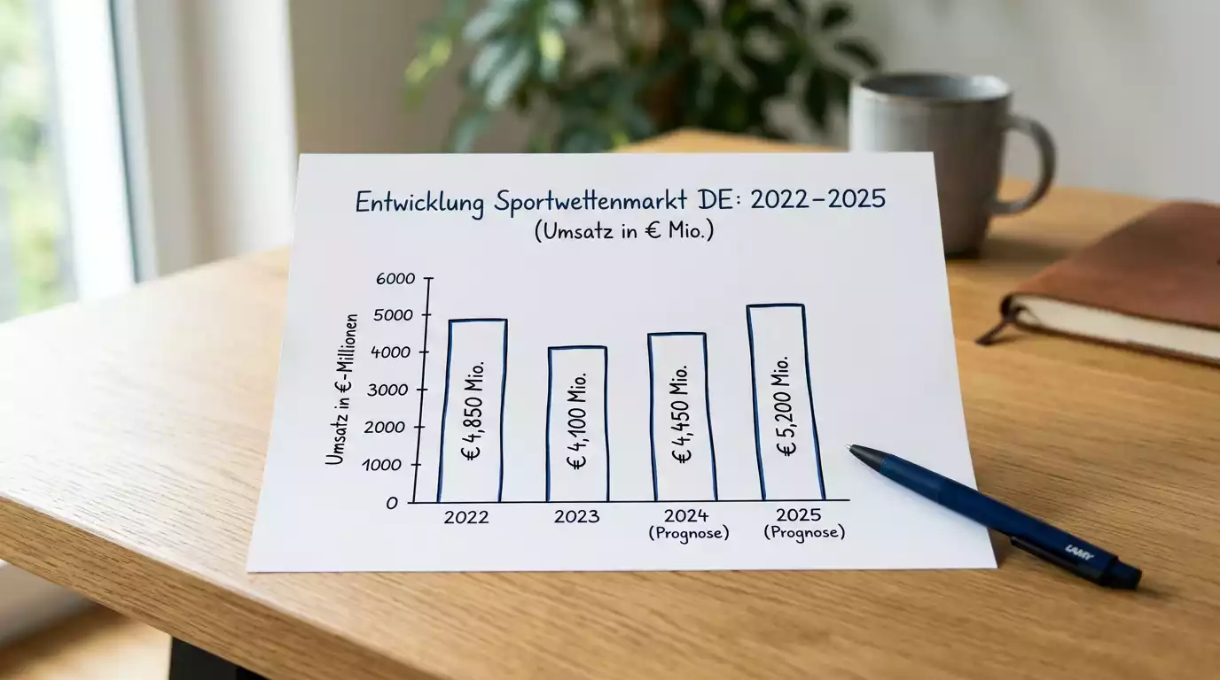 Entwicklung des deutschen Sportwettenmarktvolumens 2022 bis 2025 im Überblick