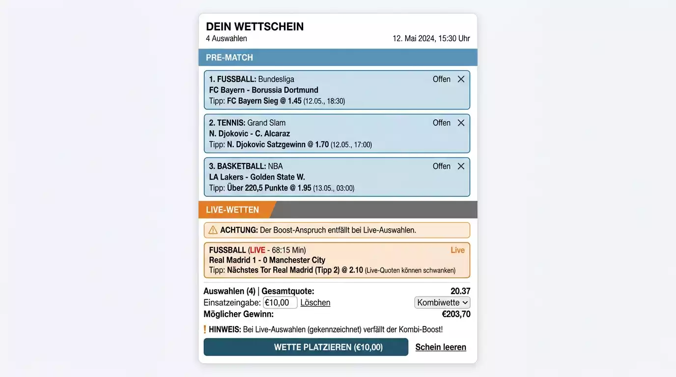 Integration von Live-Wetten in Floorball-Kombischeine – Möglichkeiten und Einschränkungen