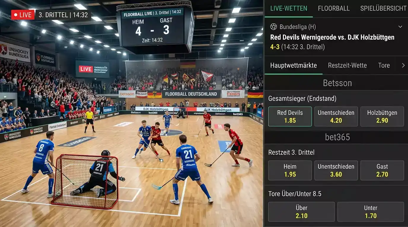 Live-Streaming Anbieter für Floorball-Spiele – Buchmacher mit In-Play-Stream