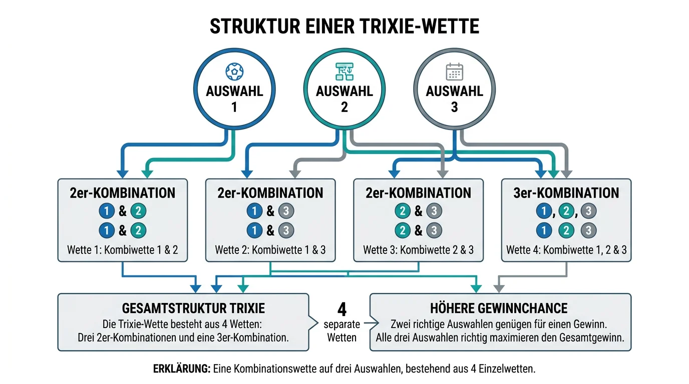 Trixie Systemwette Floorball – Schema drei Auswahlen, vier Teilwetten und Gewinnstruktur