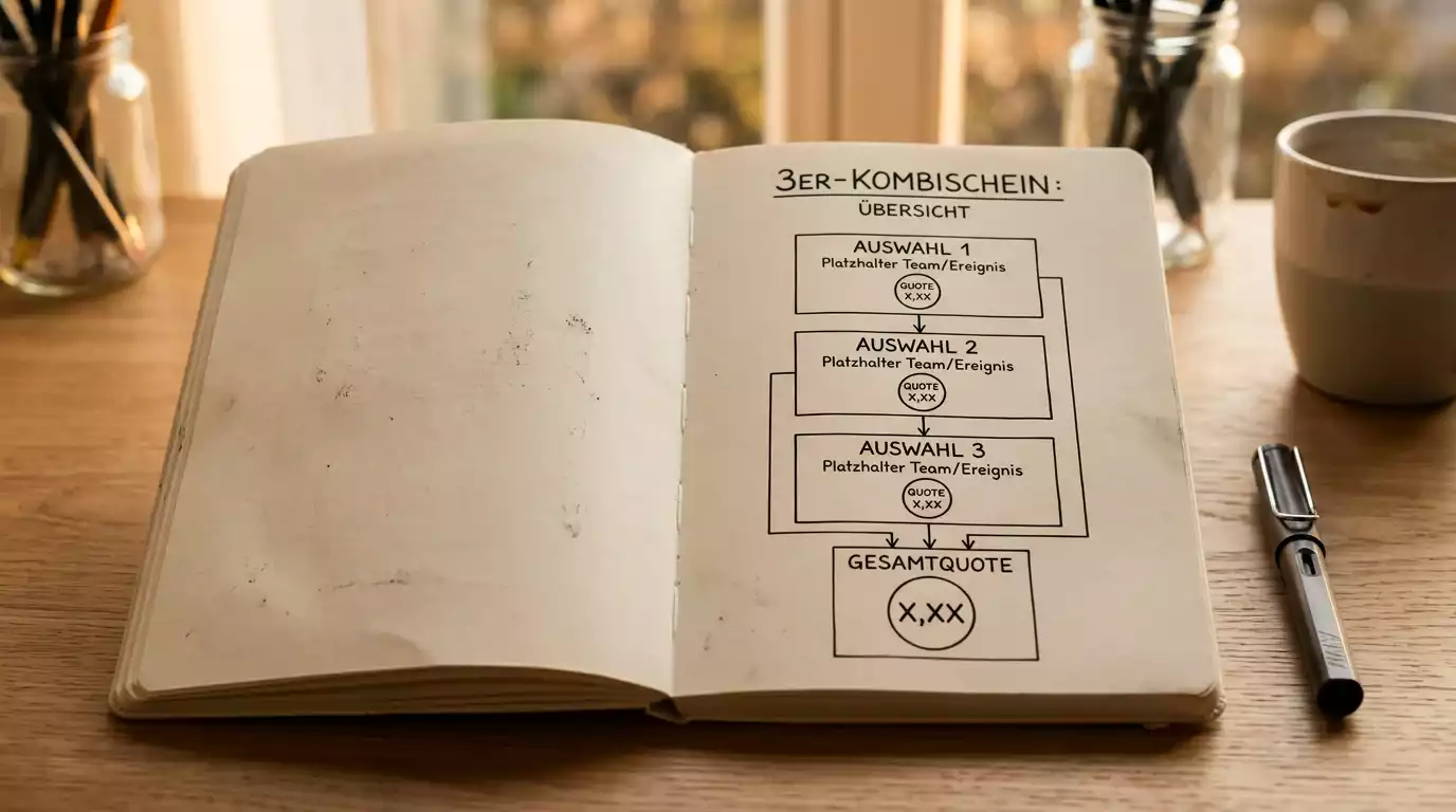 Aufbau eines Floorball Über/Unter Kombischeins mit drei Auswahlen und Quotenmultiplikation