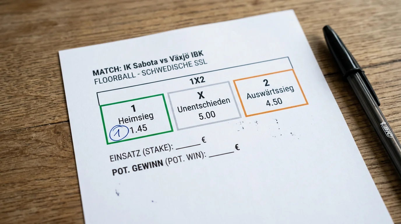 Erklärung der 1X2 Siegwette beim Floorball mit typischen Quotenspannen aus der schwedischen Superligan