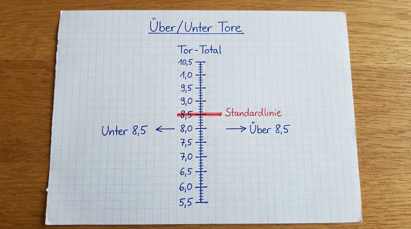 Floorball Über Unter Linien Übersicht von 5.5 bis 10.5 Toren mit typischen Quotenbeispielen für Kombiwetten