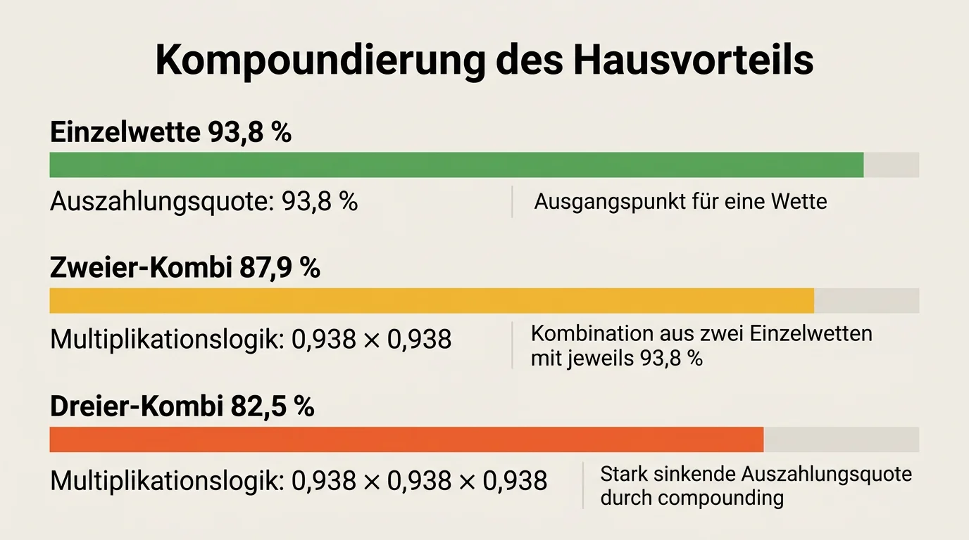 Kompoundierung des Buchmachers-Hausvorteils bei Floorball-Kombiwetten – effektiver Auszahlungsrückgang mit jeder Selektion