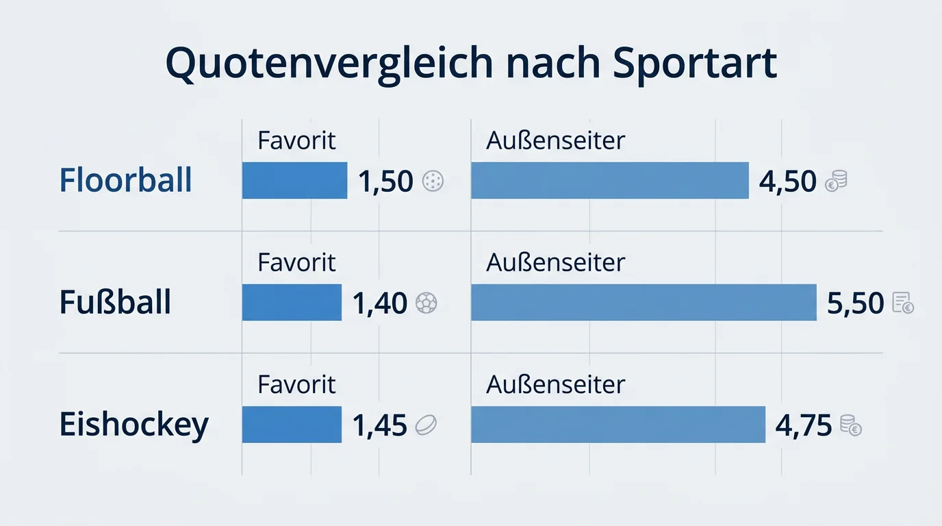 Quotenvergleich zwischen Floorball, Fußball und Eishockey – Typische Favoriten- und Außenseiterquoten im Vergleich