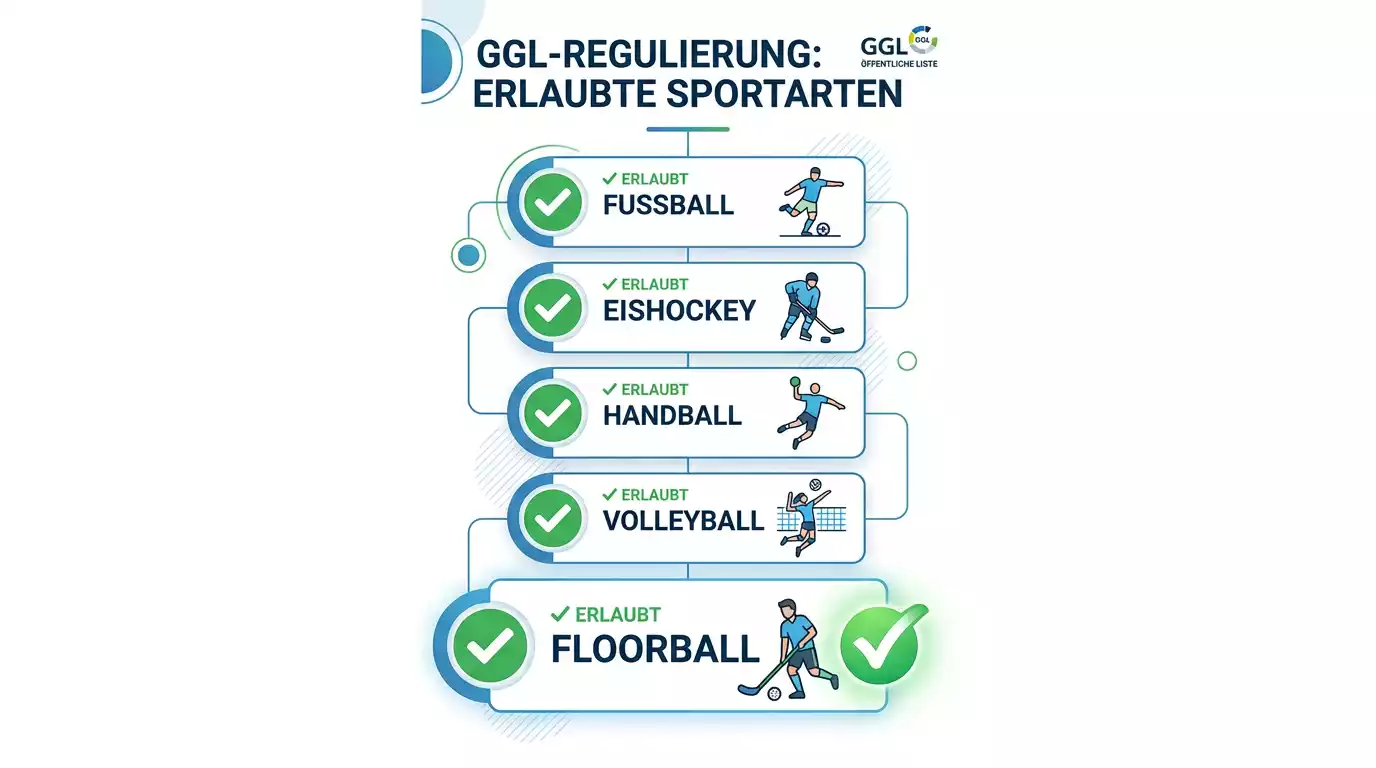GGL-Sportwettprogramm für Floorball – genehmigte Sportarten und Wettbewerbe nach GlüStV 2021 §21