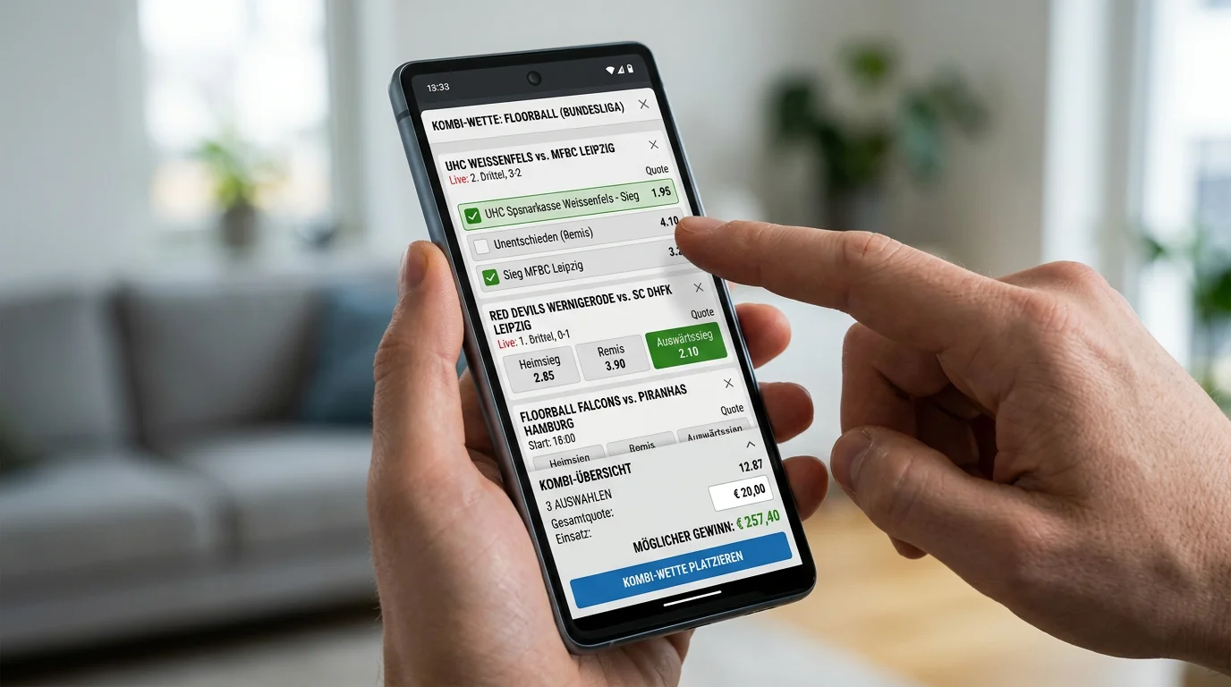 Funktionen gute Floorball-Kombi-App – Markttiefe, Live-Wetten, Kombinationsschein und Spielerschutz-Features