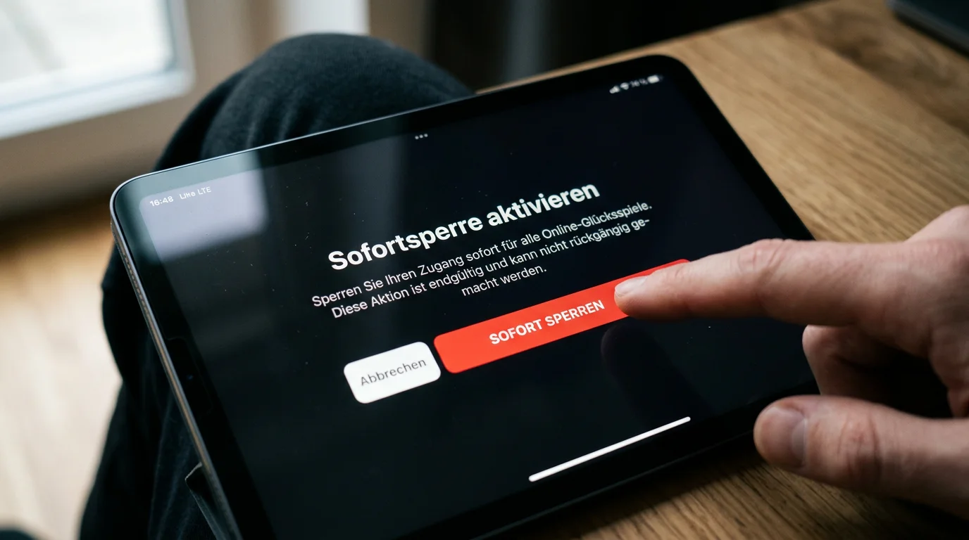 Notfallbutton Sportwetten – sofortige 24-Stunden-Selbstsperre bei allen GGL-lizenzierten Anbietern