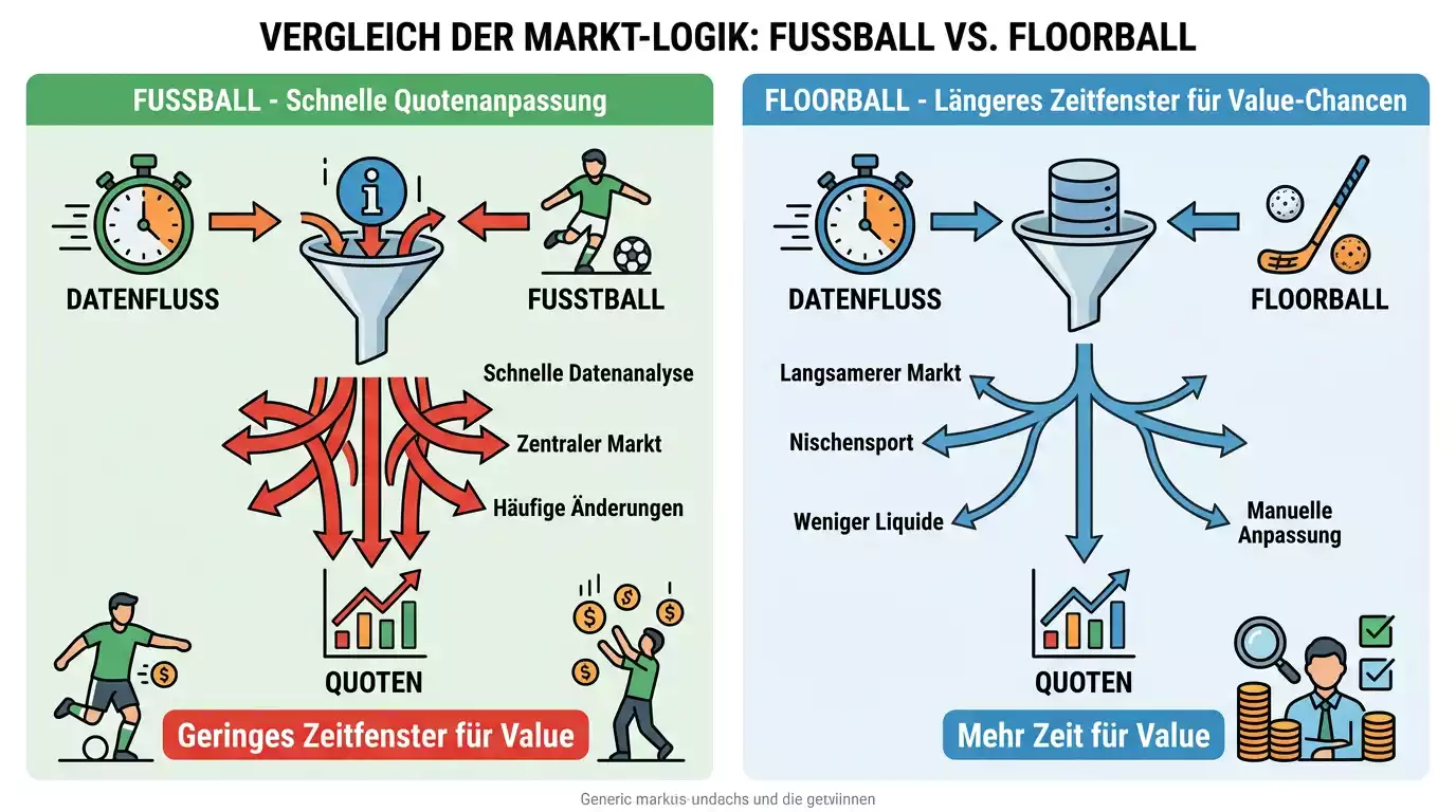 Nischenmarkt-Vorteil beim Floorball-Wetten – geringes Quotenvolumen führt zu langsamerer Kalibrierung der Quoten